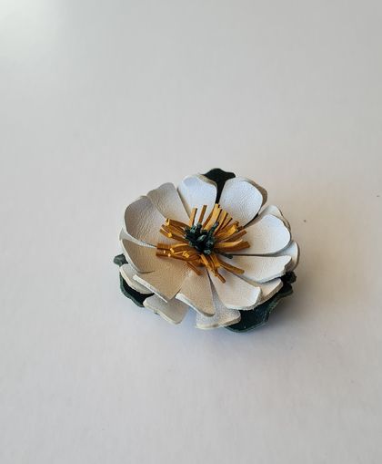 Mount Cook Lily Leather Brooch